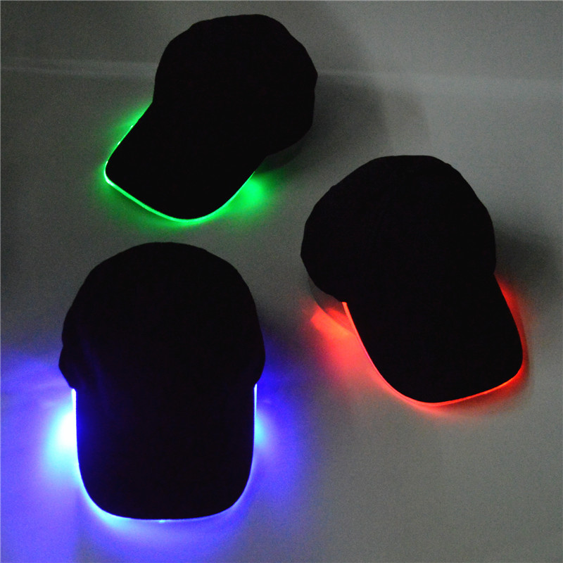 ins Electronic Music Festival Glowing Hat Disco Gear Led Light Fiber Optic Baseball Cap Bar Performance Hat Men's Trendy Cap