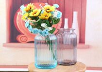 New vertical pattern vase glass European-style retro stained glass vase Home Decorative Striped Glass Inserts Vases