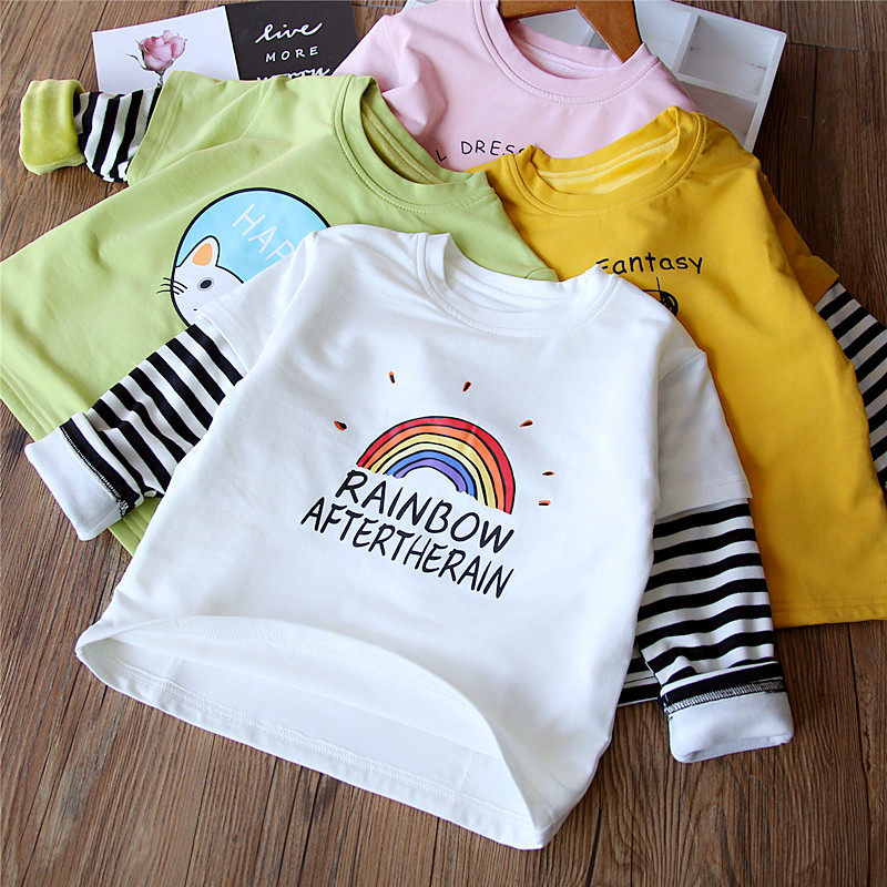 2023 Winter Girls New Hawdryer Town Children One - Piece Two Strip Rocket - collar T - shirt