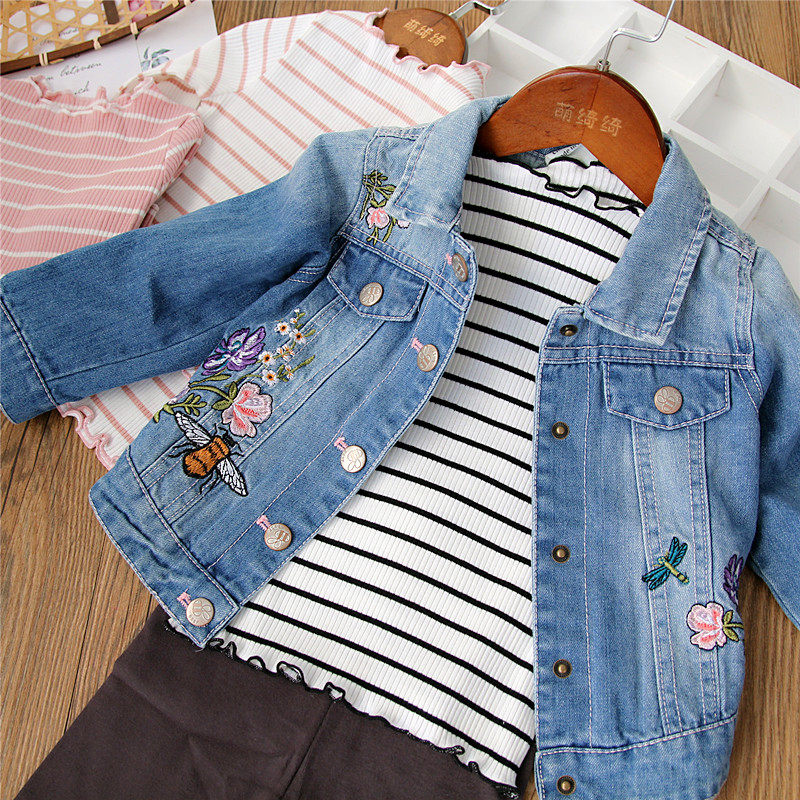 2022 spring children's striped round neck long-sleeved tops all-match T-shirts for girls