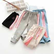 Girls fashion color matching sweatpants 2022 spring and autumn new childrens trousers childrens foreign style pure cotton sweatpants casual trousers trendy