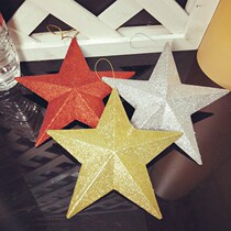 Christmas Pentagram Pendants Christmas Tree Decorations Mall Boutique Windows Golden Red Silver Stars Accessoires