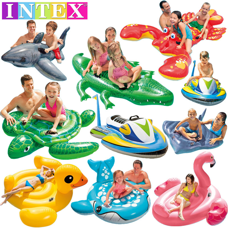 Children's motorboat water inflatable toy mount large whale shark dolphin crocodile turtle animal swimming ring
