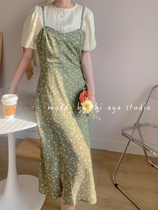 Buy separately ~ 2021 gentle wind floral dress summer long bubble sleeve suspender skirt suit