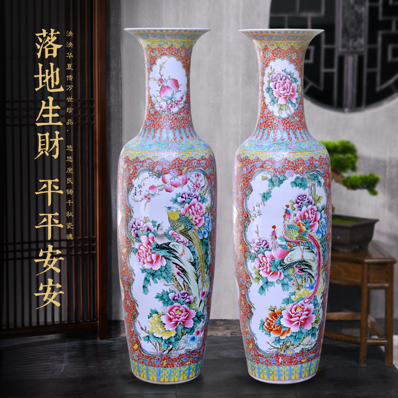 Jingdezhen ceramic hand - made pastel hotel opening large household adornment office furnishing articles of large vase