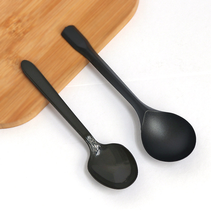 Disposable spoon plastic individually packaged small spoon black table spoon commercial porridge spoon plastic special spoon dessert spoon