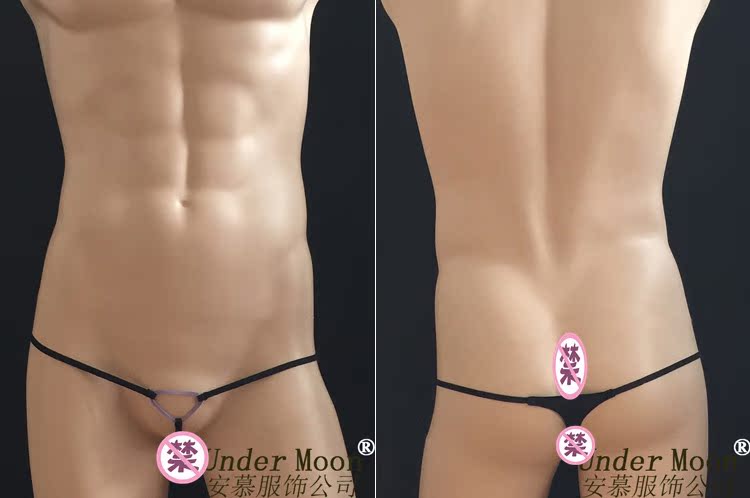 00390 Tình dục tình dục nam siêu thấp Eo JJ JJ Ring Thong Sexy Quần lót nam mỏng quần lót thêu siêu mỏng