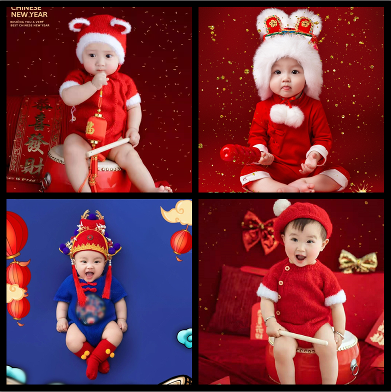 Children Photos Photo Gallery Baby Props Full Moon 100 Days Photo Gold Chart Title Creative Subject Baby National Tide Photography Clothing