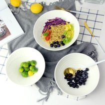 Pure white ceramic ramen bowl single household creative bucket Rice Bowl eating instant noodle bowl ceramic tableware large soup bowl