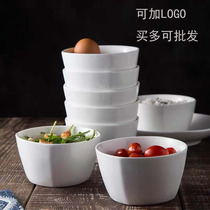 Pure white ceramic square Small bowl rice bowl home solid color soup bowl sugar water bowl microwave oven dishwasher health