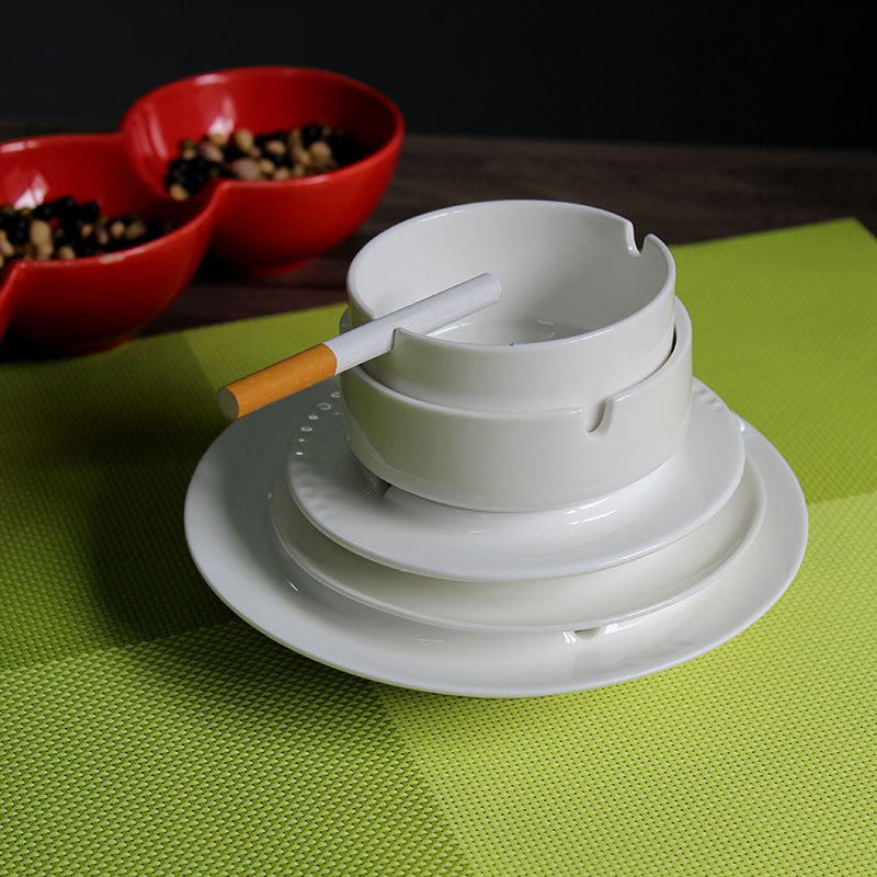 Pure white affordable ashtray ceramic round home hotel KTV cigarette cup thickened hotel tea table large without cover