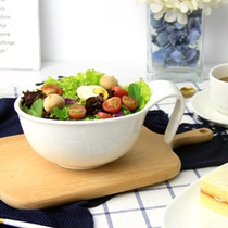 Ceramic white porcelain Creative Salad Bowl home with handle fruit bowl fruit vegetable bowl soup bowl salad dressing bowl multi-size