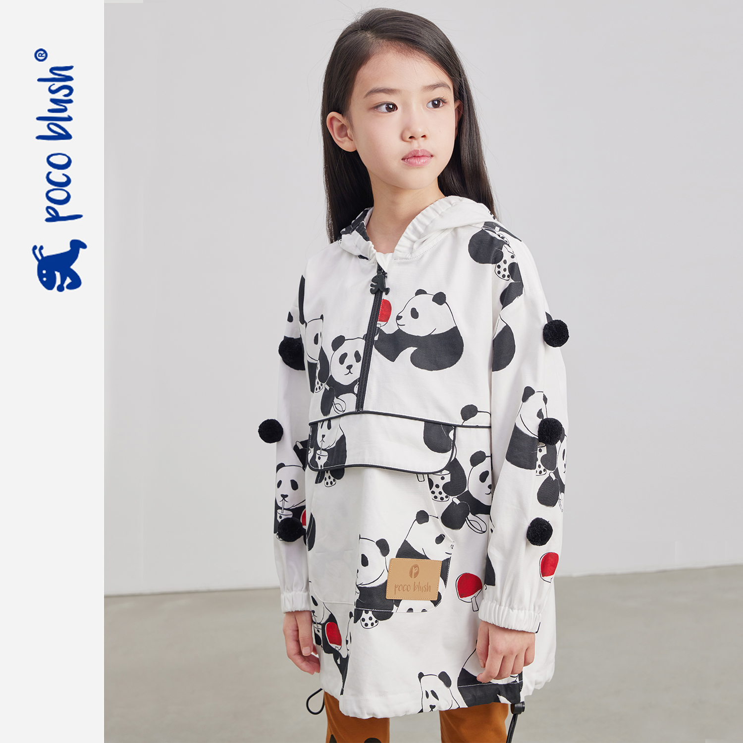 pocoblush original design hand-painted Chinese panda children's hooded top boys and girls new spring and autumn coat