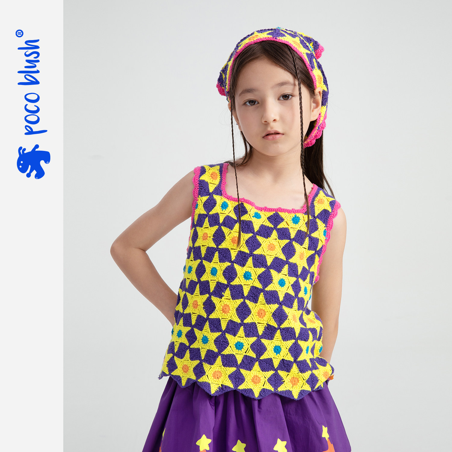 pocoblush original design starry handmade knitted vest girls summer limited edition top