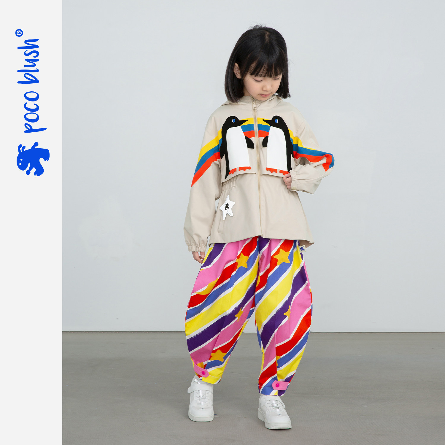 poocoblush original design Penguin Dreamers Hand Wind Dress Girl Clothing Girl Spring Autumn Clothing Coat 2023 New-Taobao