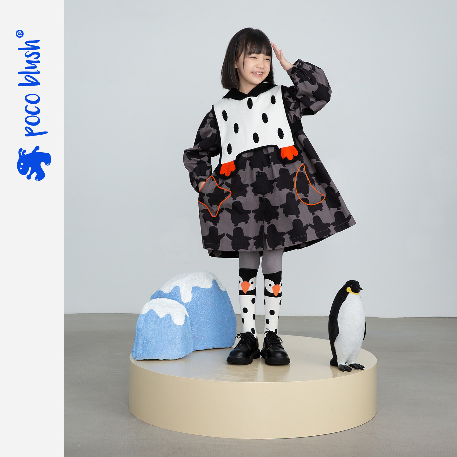 poocoblush original glacier polar penguin horse chia jacket autumn winter girl mid-cap windsuit suit-Taobao