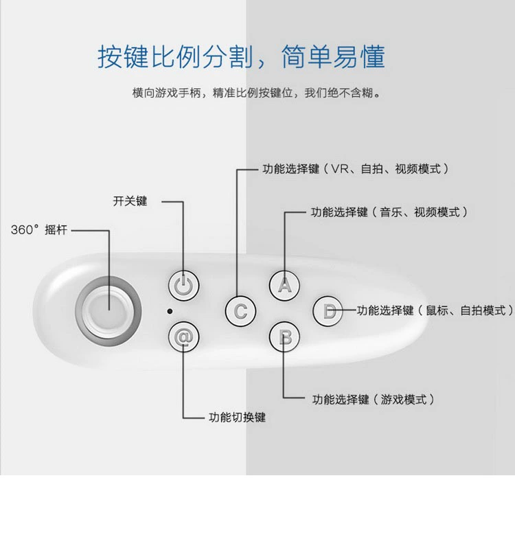 Ốp lưng Vr gamepad trắng không dây phụ kiện trực tiếp kính vr bluetooth gamepad điện thoại Android - Người điều khiển trò chơi phụ kiện chơi game free fire