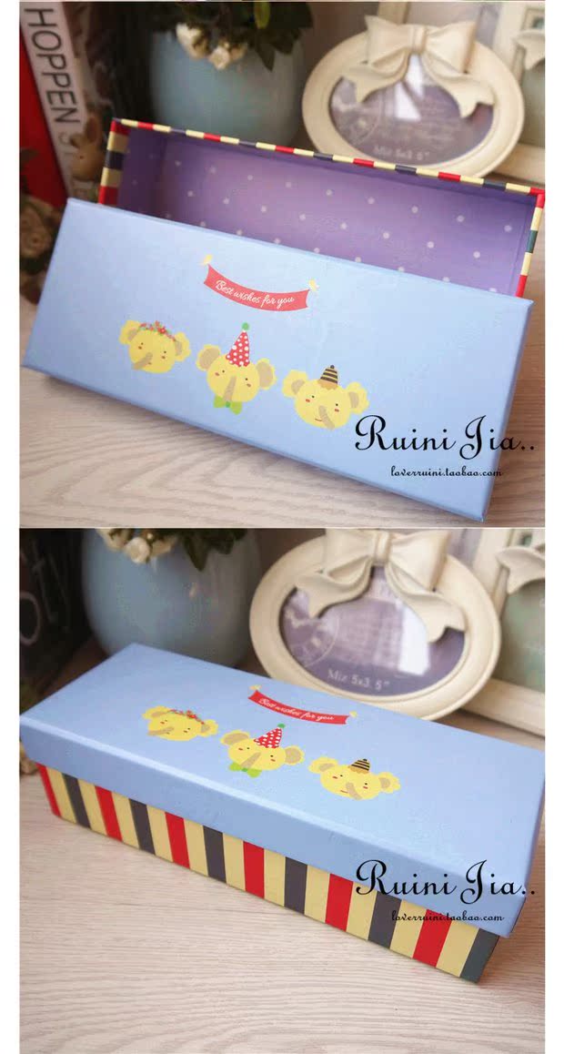Ruinijia ~ vớ panty bao bì hộp quà tặng túi lưu trữ phim hoạt hình hình chữ nhật voi màu hộp quần lót nữ