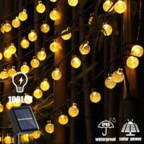 Solar String Lights Outdoor 100 Led Crystal Globe Lights Wat