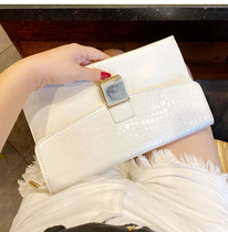 Tide brand marble buckle crocodile pattern clutch bag fashion shoulder bag womens bag Korean style foreign style envelope casual bag