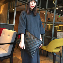 Ruofengchao brand large bag womens large-capacity woven clutch bag clutch envelope bag Korean version of the shoulder diagonal bag tide