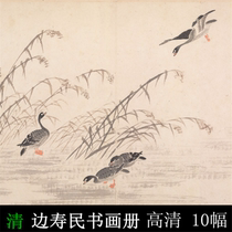 Bian Shoumin calligraphy album Qing Dynasty freehand goose Reed flower HD photo collection copy material