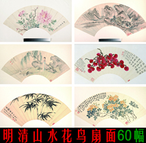 Ming and Qing Dynasties flowers and birds fan high-definition electronic version of pictures Metropolitan Museum collection of Chinese paintings Painting materials