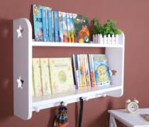 Simple childrens wall book rack Solid wood multi-function wall decoration rack storage rack Wall shelf hook