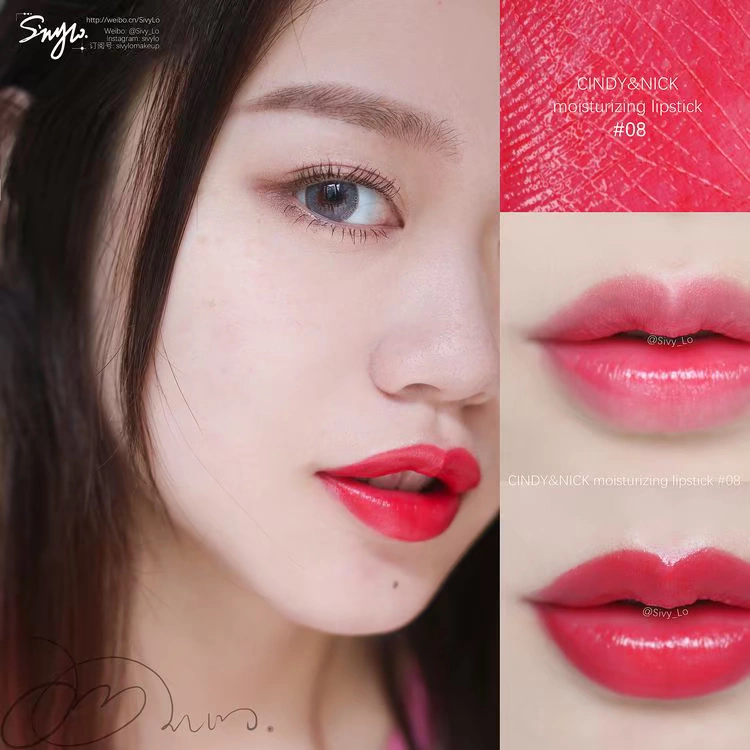 Cindy Nick Presses Lip Balm dưỡng ẩm cho mùa thu và mùa đông Maple Leaf Red Rose Bean Paste Paste dưỡng ẩm