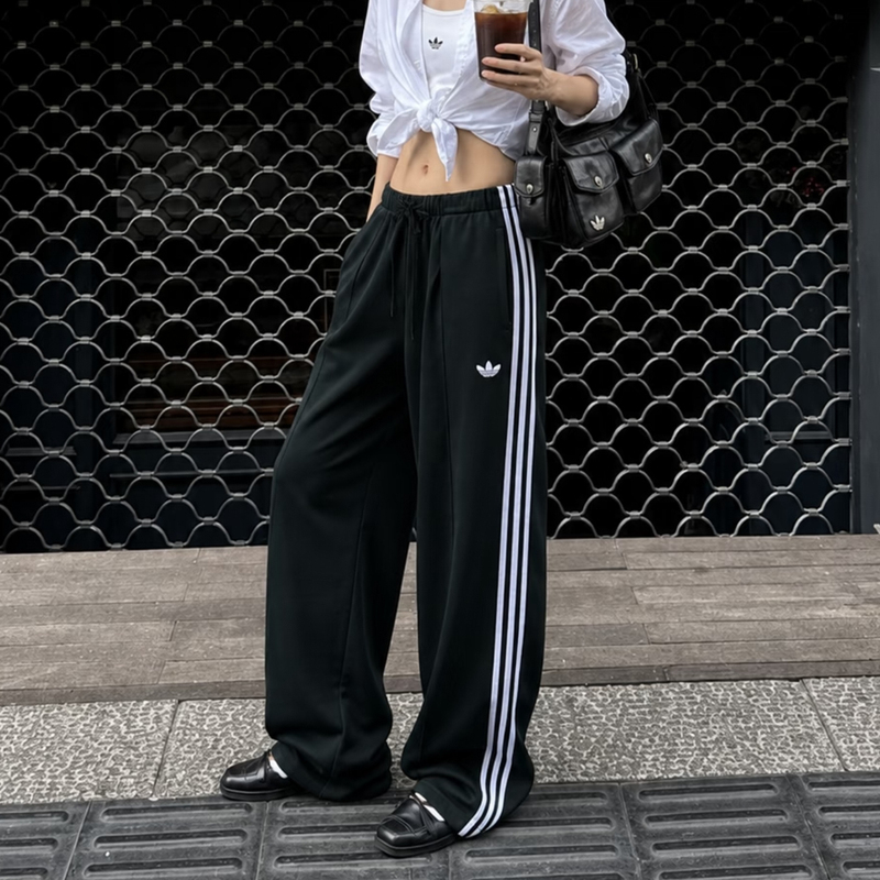 Jennie's Same Style Clover 2026 Women's Autumn Knit Casual Loose Wide-Leg Sports Cotton Sweatpants Ld*922