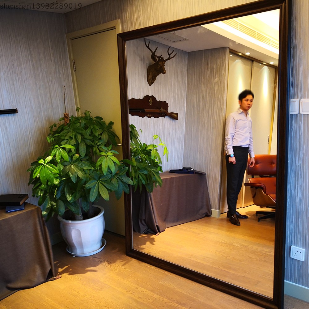 Wall-mounted solid wood Chengdu Home Whole-body Mirror fitting room Normal slim fit Beauty hair Shop Mirror Ground Up up Full-body Mirror