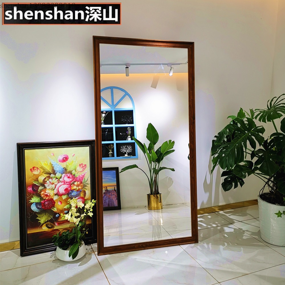 High-end solid wood American style minimalist Enlarged Full-body Mirror Wedding Dancer Mirror Dance Floor full body mirror