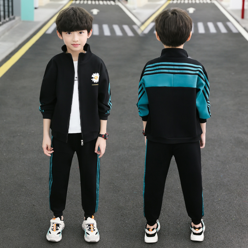 Boy clothes baby spring clothes boy 2021 new men's treasure clothes Foreign school tide children's spring baby bag pants suit