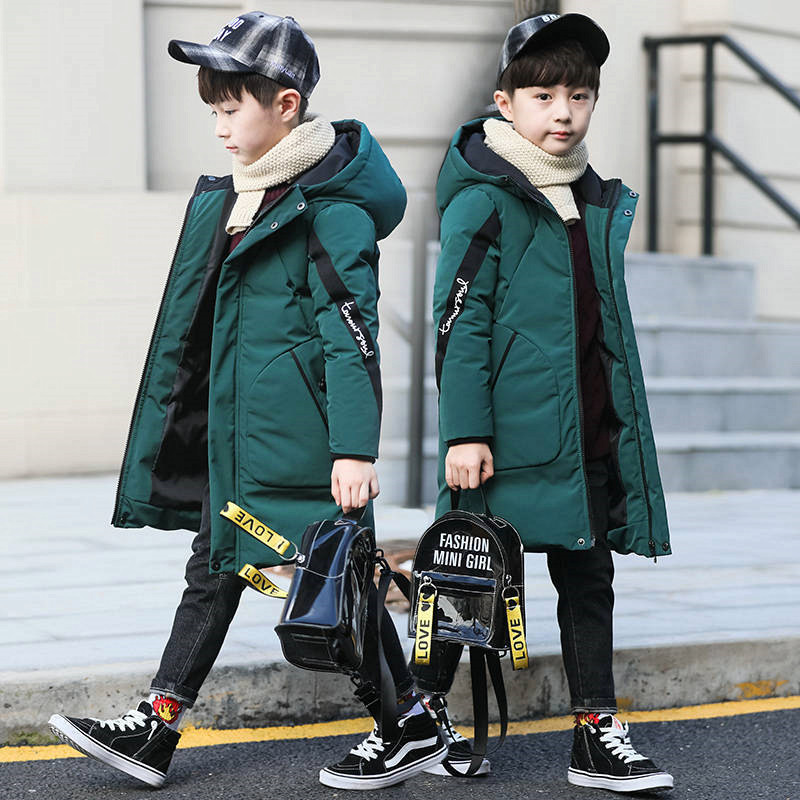 Boy cotton clothes Child cotton padded jacket CUHK Scout cotton jacket 2021 thickened boy's winter dress Long version coat foreign pie
