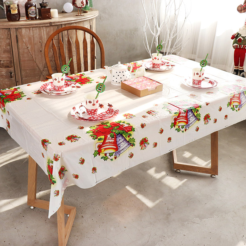Runlux disposable Christmas tablecloth Christmas party layout tablecloth plastic PE tablecloth Christmas tablecloth
