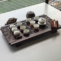 Yunfeng large tea tray Household king-size drawer type drainage and storage simple solid wood tea table Stainless steel tea set drain tray