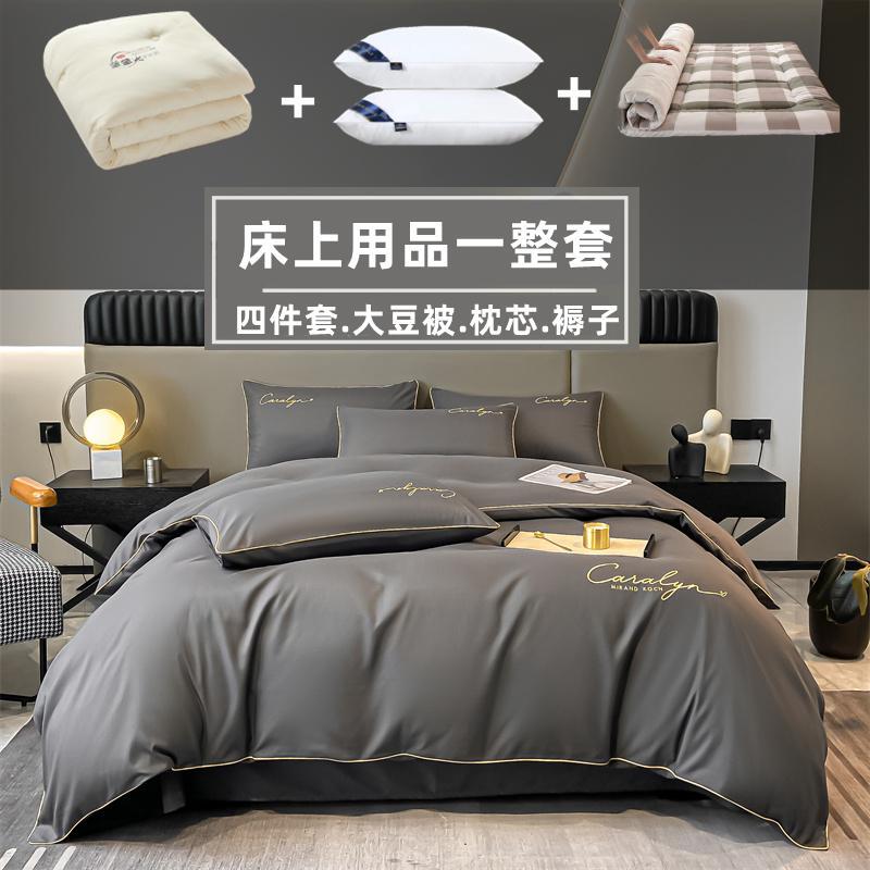 Four-Piece Quilt Set with Mattress and Pillow, Spring, Autumn, and Winter Quilt Core, Dormitory Bed Six-Eight-Piece Set, Complete Bedding Set