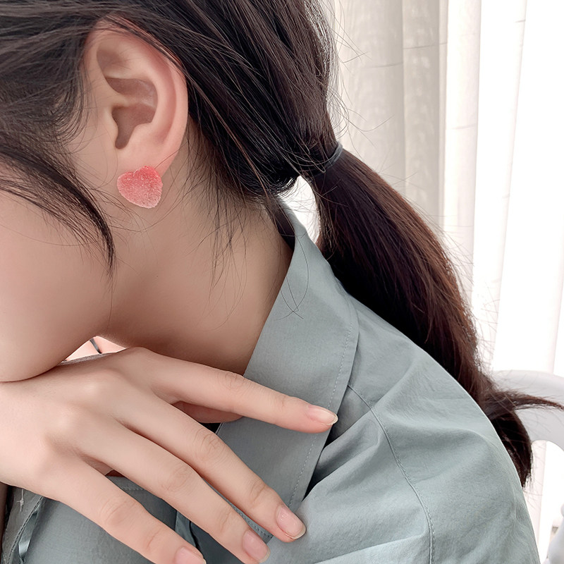 Resin fondant earrings cute earrings 2021 new trendy sweet small ear clips earrings without pierced earrings female summer