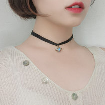 Mousse small d planet pendant lock bones chain ins personality net red Korean version Chaoker neck ring ornament necklace woman