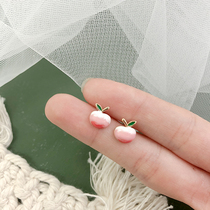 Peach earrings girl Summer sweet and cute fruit studs simple small earrings without ear clip earrings