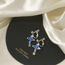 Mousse small d Stars sky Cosmic Planet Earrings Mesh Red Earrings Lukewarm Wind Asymmetrical without earbuds ear clip earrings