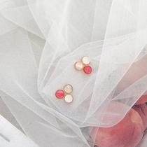 Simple small sweet ear studs Joker short cute color no ear clip girl heart ins earrings Korea