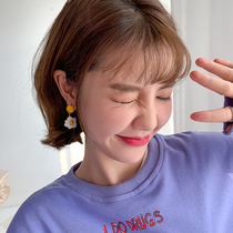 Yuan Qi poached egg earrings 2021 New Tide cute Korean Net red ear nail design sense earring ear clip female