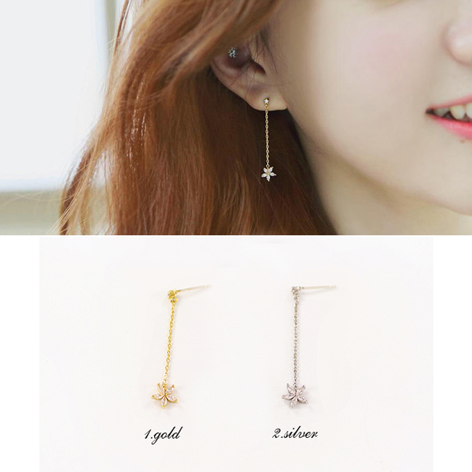 Usd 14 18 Mu Si Small D Fresh Sweet Flower Earrings Korean Net Red Mu Si Small D Fresh Sweet Flower Earrings Korean Net Red Temperament Long Section Without Ear