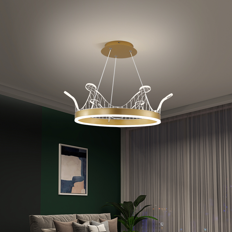 Light luxury living room smart chandelierModern minimalist creativity personality children's room lamp dining room crown Tmall Elves