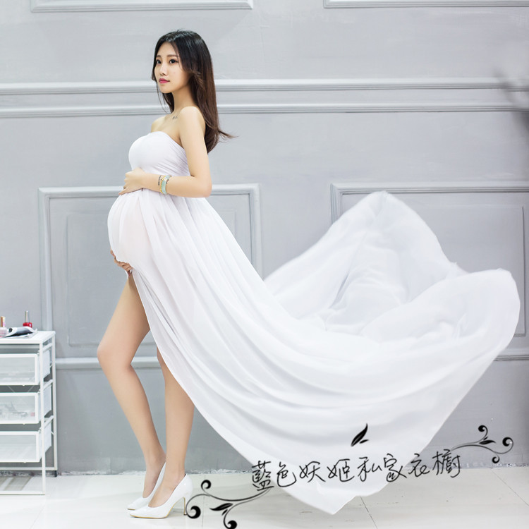 Aliexpress pregnant women photo photo clothing Photo studio photography Pregnant mother photo clothing Long skirt tail breast wrap dress