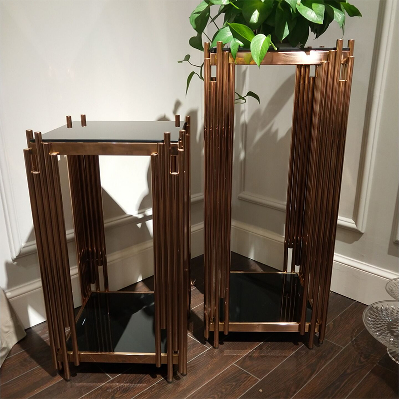 Post-modern stainless steel flower rack multi-layer flower rack indoor balcony rack light luxury living room modern minimalist flower table