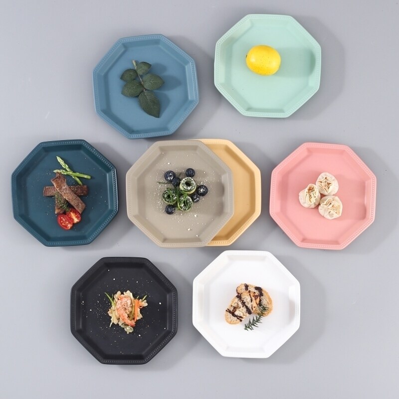 Polygon sub-light macaron flat disc Alien creative ceramic shallow Shara disc Breakfast disc Nordic style sweet dishes