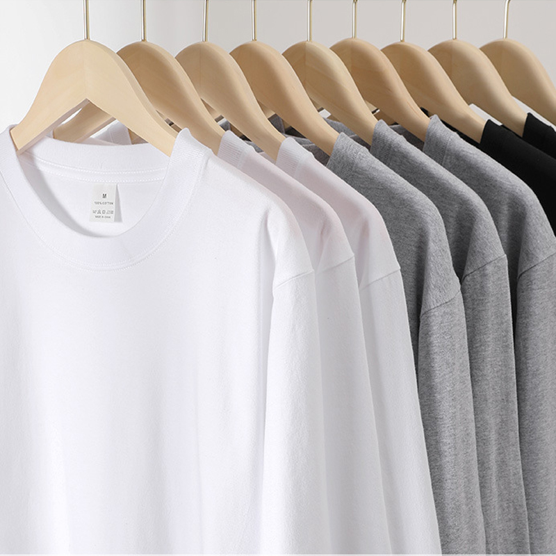 200g long sleeve T-shirt woman pure cotton chicken heart V collar loose collar underwear pure color white t-shirt for men