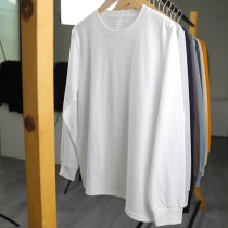 (Buy one get one free) 200g long-sleeved pure cotton pure white T-shirt loose mens and womens solid color mens base shirt spring and autumn